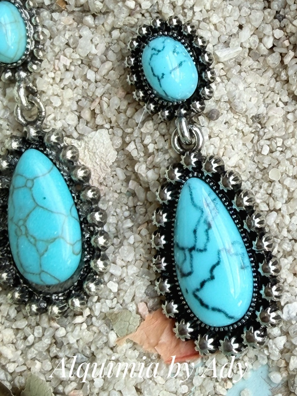Americana Bright Turquoise Teardrop Dangle Earrings